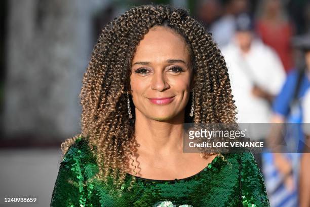 Angolan businesswoman Isabel Dos Santos smiles as she leaves the screening of the film "Mother And Son " during the 75th edition of the Cannes Film...
