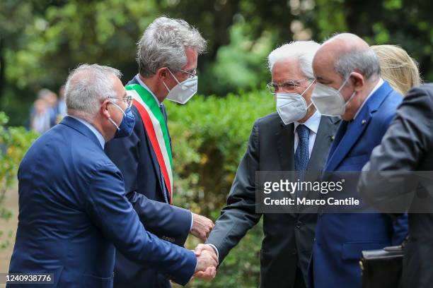 The president of Algeria, Abdelmadjid Tebboune , on a visit to Naples, arrives at the Royal Palace of Capodimonte, together with the Italian...