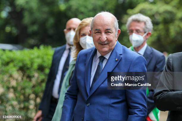 The president of Algeria, Abdelmadjid Tebboune, on a visit to Naples, arrives at the Royal Palace of Capodimonte.
