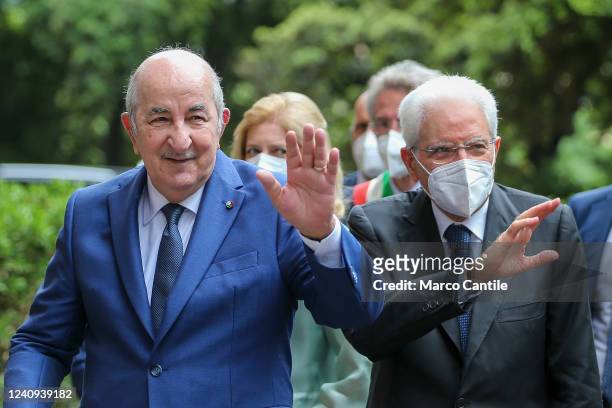 The president of Algeria, Abdelmadjid Tebboune , on a visit to Naples, arrives at the Royal Palace of Capodimonte, together with the Italian...