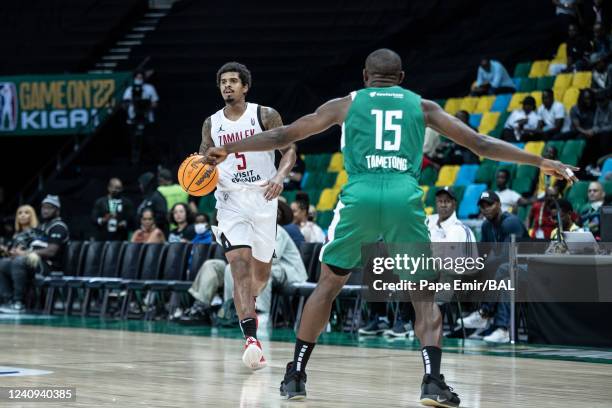 Edgar Sosa of the Zamalek dribbles the ball during the game against the Forces Armeés et Police Basketball on May 27, 2022 at the Kigali Arena. NOTE...