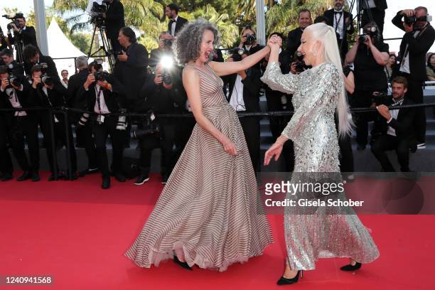 Andie MacDowell and Helen Mirren dancte during the screening of "Mother And Son " during the 75th annual Cannes film festival at Palais des Festivals...