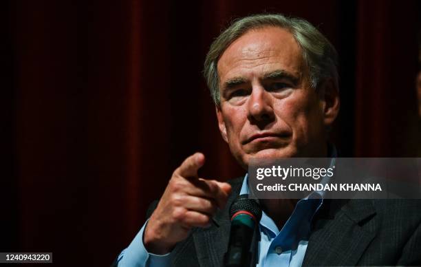 Texas Governor Greg Abbott speaks during a press conference in Uvalde, Texas on May 27, 2022. - A top Texas security official said Friday that police...