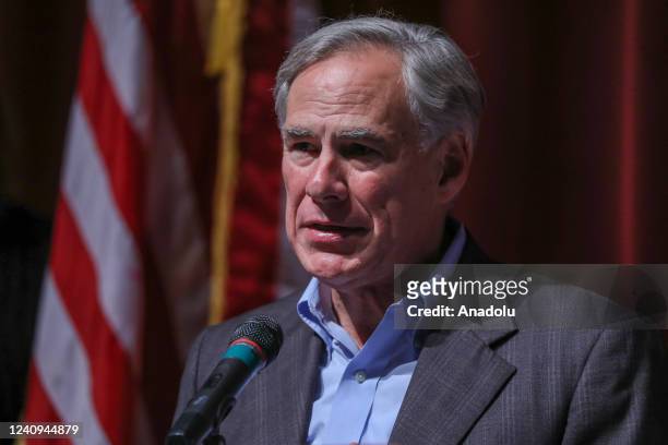 Texas Governor Greg Abbott speaks during a press conference about the mass shooting at Uvalde High School on May 27, 2022 in Uvalde, Texas.