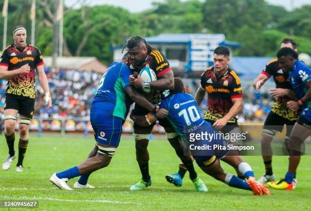 Pita Gus of Chiefs during the round 15 Super Rugby Pacific match between the Fijian Drua and the Chiefs at Churchill Park on May 28, 2022 in Lautoka,...