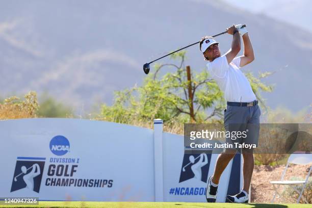 Alex Vogelsong of the Auburn Tigers tees off during the Division I Men's Golf Championship held at the Grayhawk Golf Club on May 27, 2022 in...