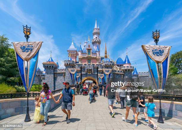 General views of Sleeping Beauty Castle at Disneyland on May 27, 2022 in Anaheim, California.