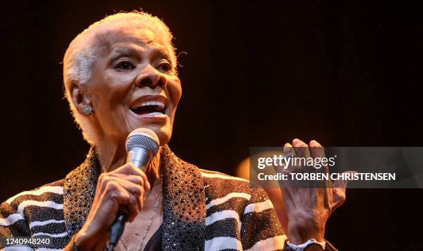 Singer Dionne Warwick performs on stage in Amager Bio in Copenhagen, on May 27, 2022. Dionne Warwick who already in 1962 had her first hit with the...