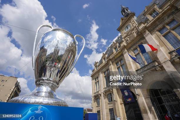 An inflatable trophy on display at the Basilica of Saint-Denis ahead of the UEFA Champions League Final at the Stade de France, Paris.