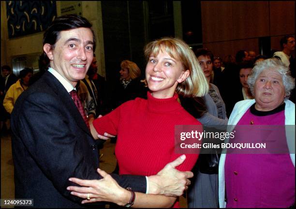 Philippe Douste Blazy launching his campaign In Toulouse, France On January 28,2001 - With Florence Baudis.