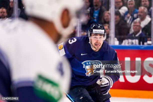 Niklas Friman of Finland in action during the 2022 IIHF Ice Hockey World Championship match between Finland and USA at Nokia Arena on May 28, 2022 in...