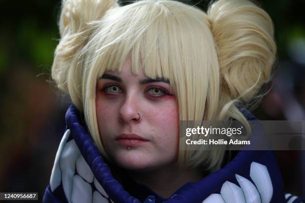 Comic book fan attends the MCM Comic Con London 2022 at ExCel on May 28, 2022 in London, England. 80,000 people are expected to attend the event over...