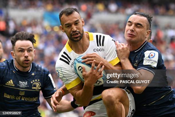 La Rochelle's South African wing Dillyn Leyds grabs the ball during the European Rugby Champions Cup, rugby union final between Stade Rochelais and...