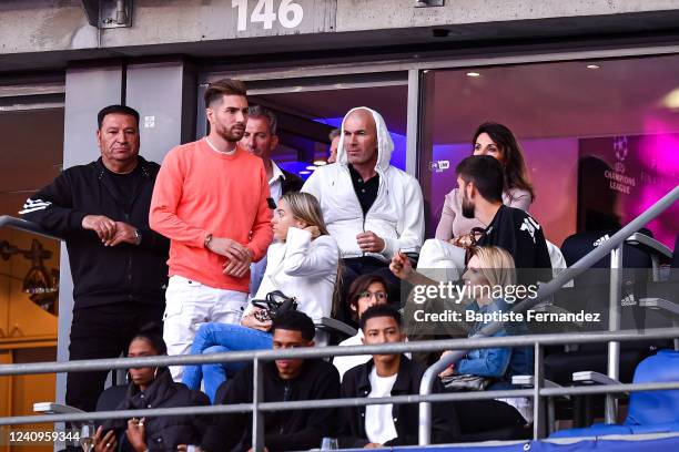 Zinedine ZIDANE with his family in the stands during the Final UEFA Champions League match between Liverpool and Real Madrid at Stade de France on...