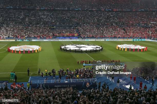 Opening ceremony during the UEFA Champions League final match between Liverpool FC and Real Madrid at Stade de France on May 28, 2022 in Paris,...