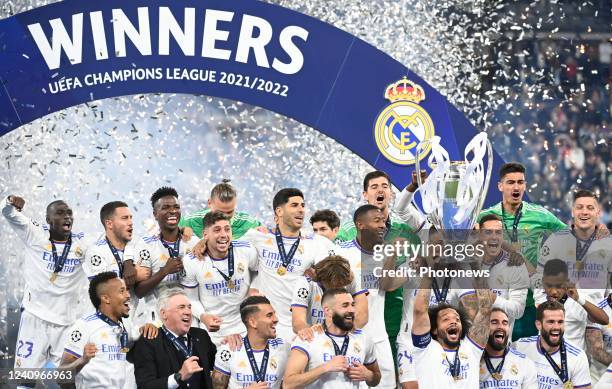 Courtois Thibaut of Real Madrid elected man of the match and winner of the cup during the UEFA champions league final match between Real Madrid and...