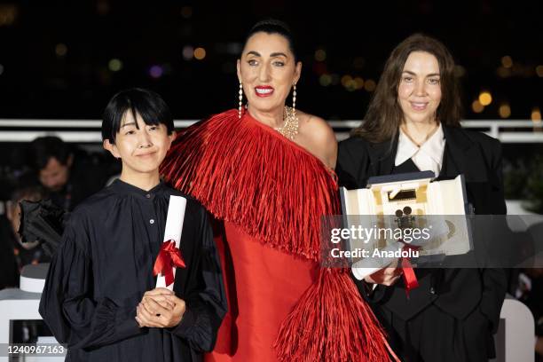 President of the Camera d'or jury, Rossy De Palma , Director Chie Hayakawa who won the Special Mention for a first film winner for "Plan 75" and...