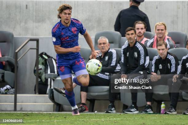 Cade Cowell of San Jose Earthquakes during the match against Los Angeles FC at Banc of California Stadium in Los Angeles, California on May 28, 2022....