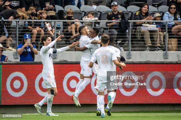 Cristian Arango of Los Angeles FC celebrates his goal during the match against San Jose Earthquakes at Banc of California Stadium in Los Angeles,...