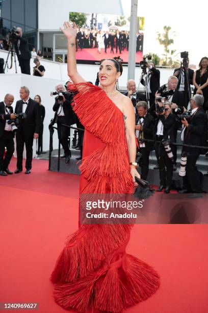 Rossy de Palma attends the closing ceremony red carpet for the 75th annual Cannes film festival at Palais des Festivals on May 28, 2022 in Cannes,...