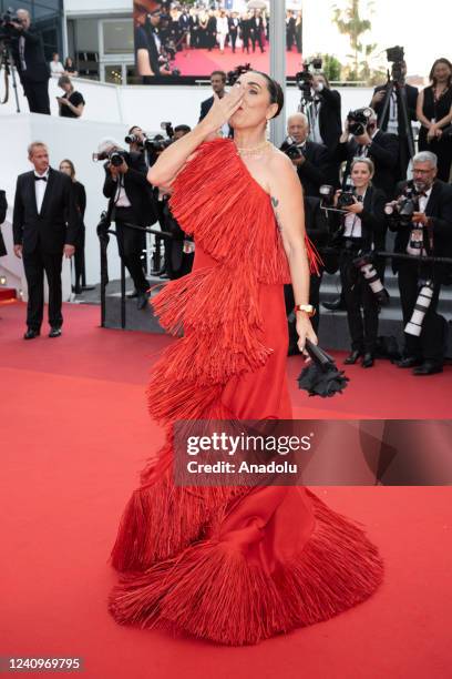 Rossy de Palma attends the closing ceremony red carpet for the 75th annual Cannes film festival at Palais des Festivals on May 28, 2022 in Cannes,...