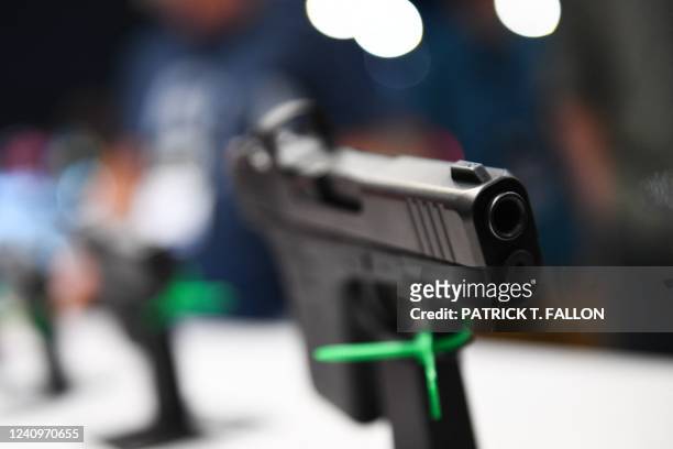 Glock Ges.m.b.H. Pistols are displayed during the National Rifle Association Annual Meeting at the George R. Brown Convention Center, in Houston,...