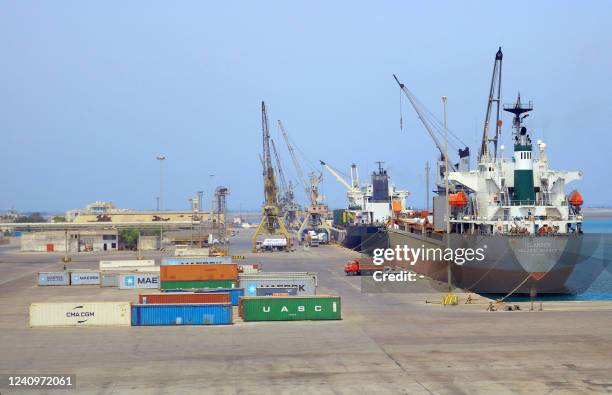 Picture taken on May 28 shows loading docks at the port of Yemen's Red Sea coastal city of Hodeida, around 230 kilometres west of the capital.