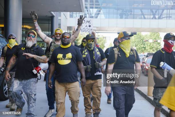 The Proud Boys, an American far-right organization, is seen outside the NRA conference in Houston, Texas, United States on May 28 the days after a...