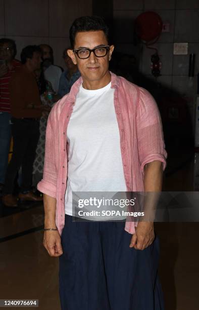 Bollywood actor Aamir Khan poses for a photo during the preview trailer launch of his upcoming film 'Laal Singh Chaddha'.