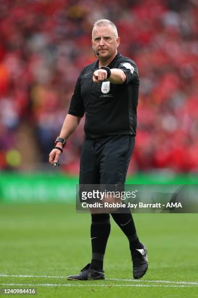 Match referee Jonathan Moss during the Sky Bet Championship Play-Off Final match between Huddersfield Town and Nottingham Forest at Wembley Stadium...
