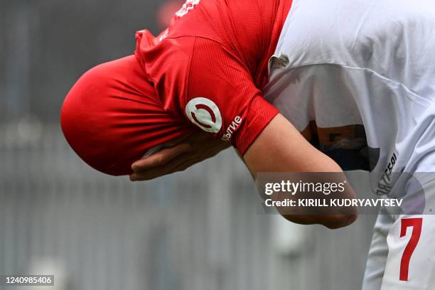 Spartak Moscow's Russian forward Aleksandr Sobolev celebrates after scoring during the Russian Cup final football match between Spartak Moscow and...