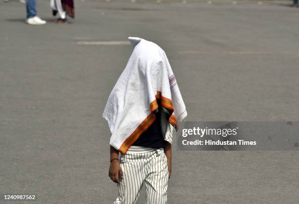 Visitors at Red Fort on a hot summer day, on May 29, 2022 in New Delhi, India.