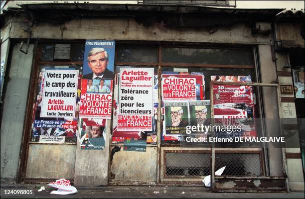 Illustration campaign posters for French Presidential elections in Paris, France On April 20, 2002.