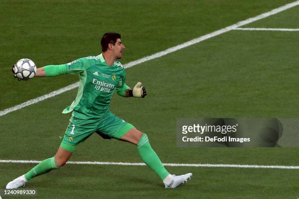Goalkeeper Thibaut Courtois of Real Madrid CF controls the Ball during the UEFA Champions League final match between Liverpool FC and Real Madrid at...