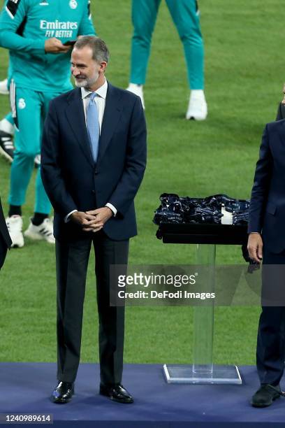 Felipe VI. Koenig von Spanien Looks on after the UEFA Champions League final match between Liverpool FC and Real Madrid at Stade de France on May 28,...