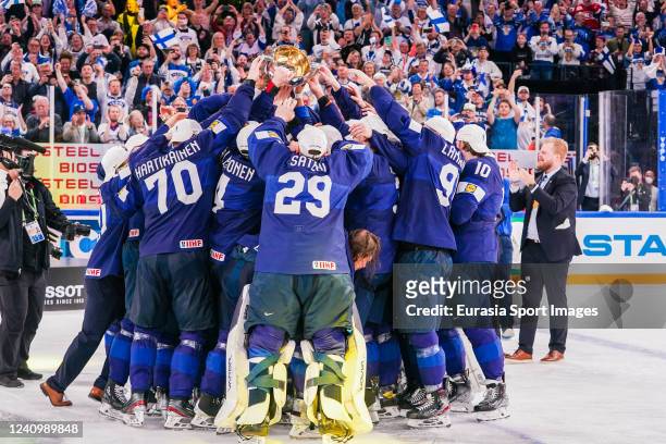 Finland is IIHF World Champion 2022 during the 2022 IIHF Ice Hockey World Championship match between Finland and Canada at Nokia Arena on May 29,...