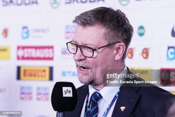 Head coach Jukka Jalonen of Finland during the 2022 IIHF Ice Hockey World Championship match between Finland and Canada at Nokia Arena on May 29,...