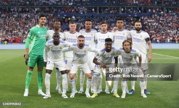 Real Madrid team photo during the UEFA Champions League final match between Liverpool FC and Real Madrid at Stade de France on May 28, 2022 in Paris,...