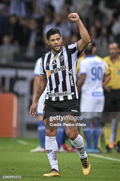 Hulk of Atletico Mineiro celebrates after scoring the first goal of his team during a match between Atletico Mineiro and Avai as part of Brasileirao...