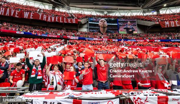 Nottingham Forest supporters enjoying the pre-match atmosphere during the Sky Bet Championship Play-Off Final match between Huddersfield Town and...