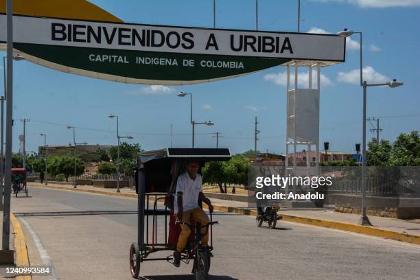 The Wayuu indigenous people arrive to cast their votes for the 2022 presidential elections in the municipality of Uribia, La Guajira, Colombia on May...