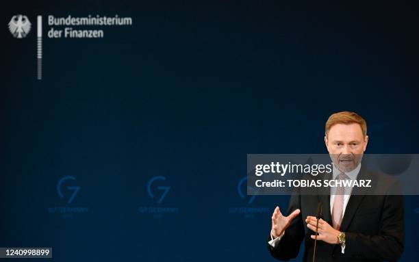 German Finance Minister Christian Lindner addresses a press conference on a special fund for military spending in Berlin on May 30, 2022.