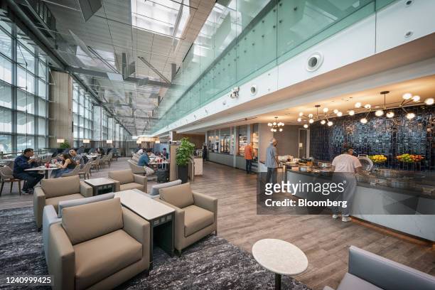The Singapore Airlines Ltd. Krisflyer Gold Lounge in Terminal 3 at Changi Airport in Singapore, on Monday, May 30, 2022. Singapore Airlines opened...