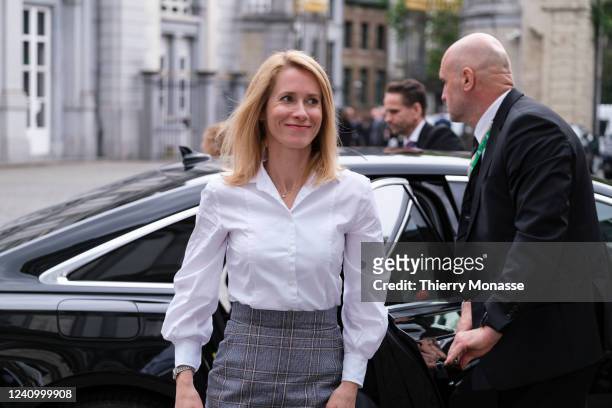 Estonian Prime Minister Kaja Kallas arrives prior a liberal congress in the Palais d'Egmont on May 30, 2022 in Brussels, Belgium. European Union...