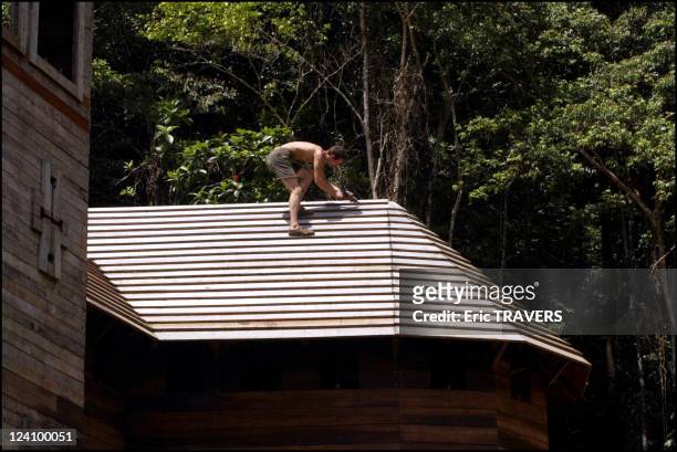 Fabien Cominotti's hand built "Chateau des Choses Dernieres" at the heart of the rainforest In Cacao, French Guiana On August 03, 2002 - Fabien...