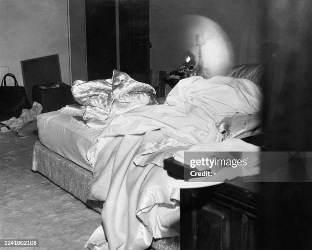 Picture of the bed where American actress Marilyn Monroe, was discovered dead, on August 05, 1962 in her house in Brentwood, Los Angeles, California.