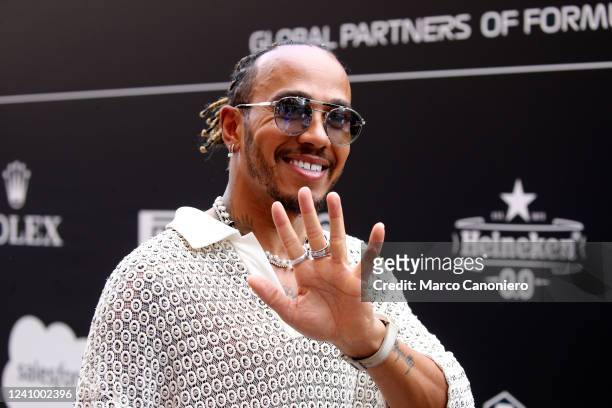 Lewis Hamilton of Mercedes AMG Petronas F1 Team greets the fans before the F1 Grand Prix of Monaco.