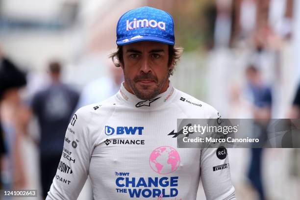 Fernando Alonso of Alpine F1 looks on before the F1 Grand Prix of Monaco.