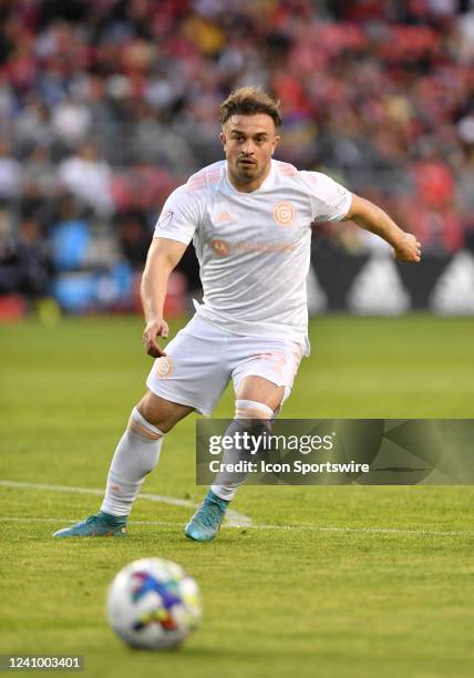 Chicago Fire midfielder Xherdan Shaqiri tracks the play in the second half during the MLS Soccer regular season game between the Chicago Fire and...