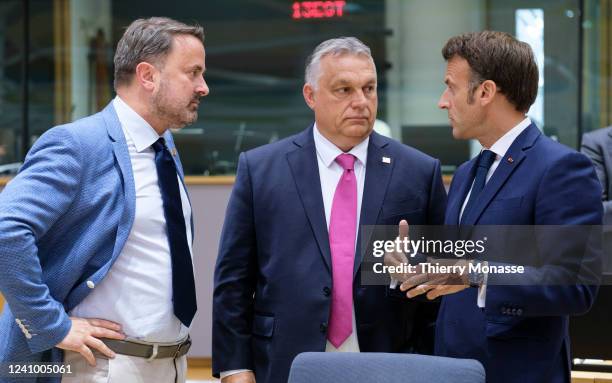 Luxembourg Prime Minister Xavier Bettel is talking with the Hungarian Prime Minister Viktor Mihaly Orban and the French President Emmanuel Macron...